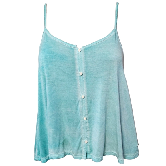 American Eagle Soft & Sexy Button Tank Top S Blue Vintage Wash Flowy Coastal - Picture 3 of 13